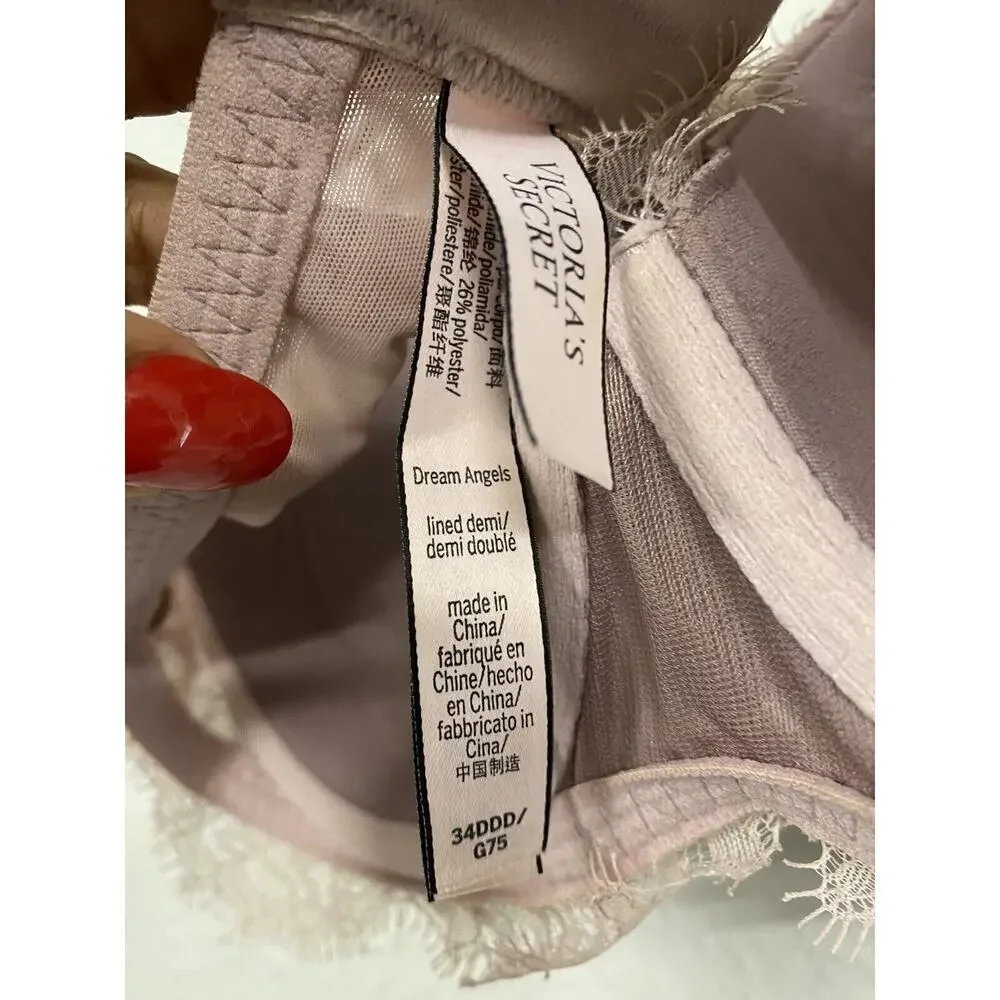 Victoria's Secret SEXY LUX EYELASH Bra Women's 34DDD Dream Angels Purple Lace